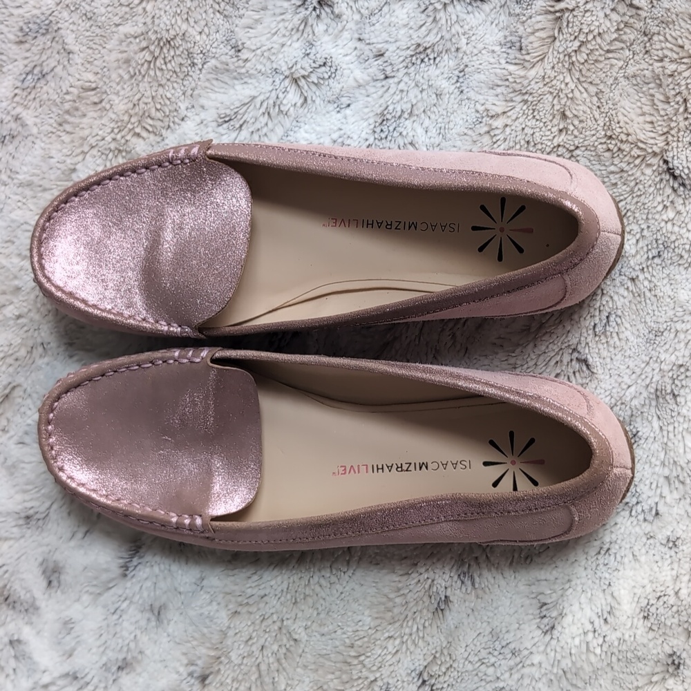 Issac Mizrahi Live! Leather Pink Metallic Moccasin Loafers - Picture 4 of 8